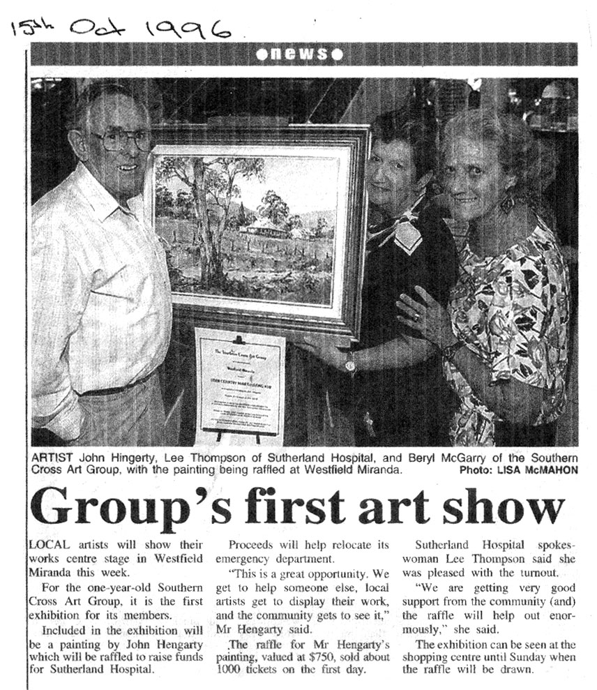 scan of newspaper article about the groups first art show